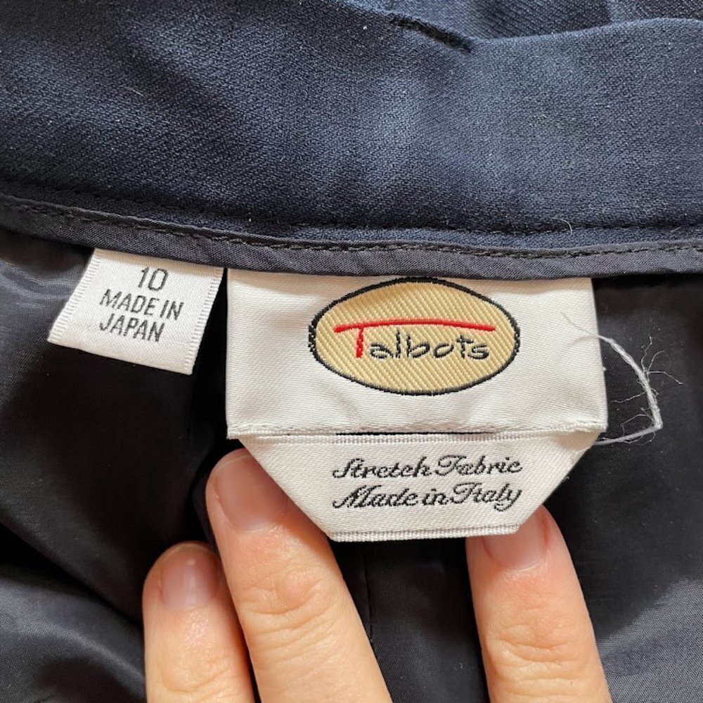 Vintage Talbots Pant Trouser HIgh Rise Wool Lined Navy Blue Black Pleated Classi - Picture 9 of 11